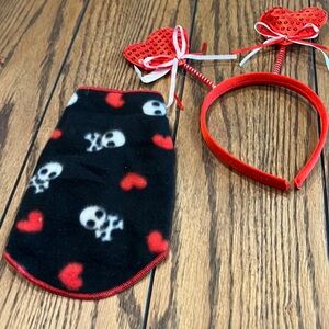 Doggie flannel tank with skulls and hearts❤️